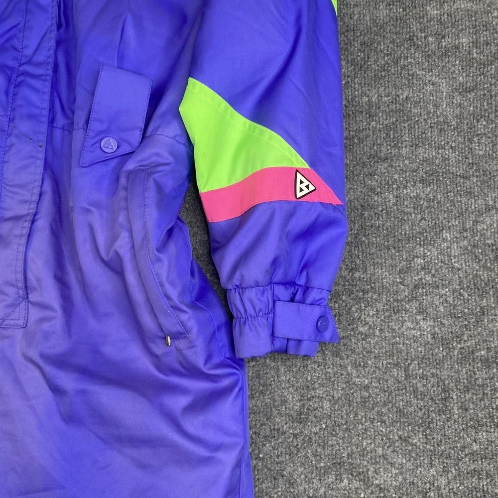 Vintage Black Bear Ski Jumpsuit Womens Small Purple Neon Colorblock RECCO 80s - Picture 8 of 13